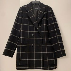 Madewell Hollis Double-Breasted Coat in Windowpane Size L
